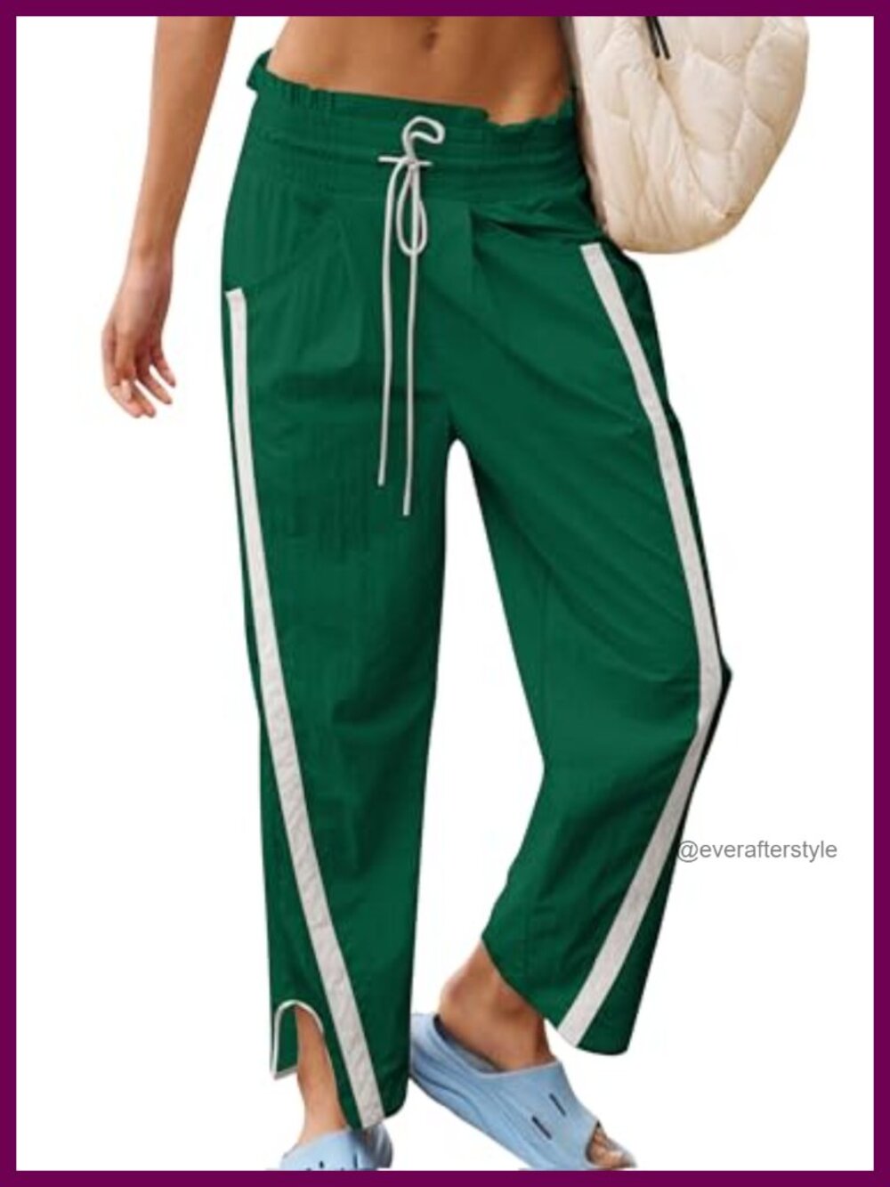 Women's Lightweight Barrel Track Pants Drawstring Pockets 100% Polyester
